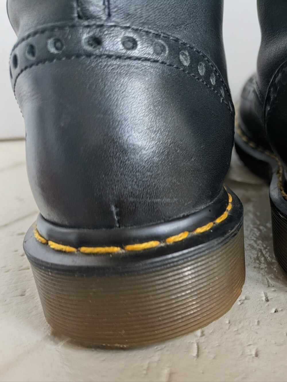 Vtg Dr. Martens 3A36 Wingtip Brogue 8-Eye Boots Sz 7 Made in England Rare Black - Picture 15 of 16